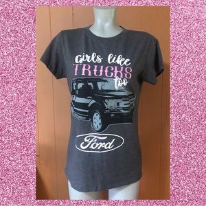 Girls Like Trucks Too Ford tee M